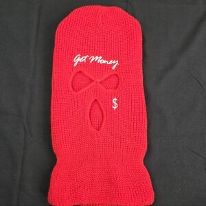 Get Money $ Ski Mask Mens Red Full Face Cover Acrylic